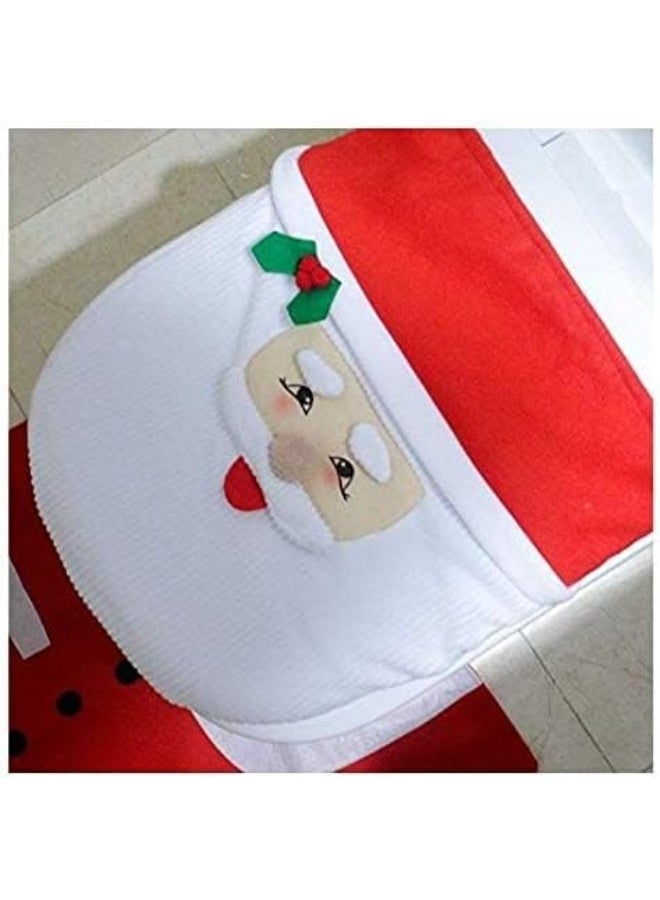 NAKXUS Christmas toilet seat cover Santa Toilet Seat Cover and Rug Set Red Christmas Decorations Bathroom Set of 3 Santa Claus - Image 3