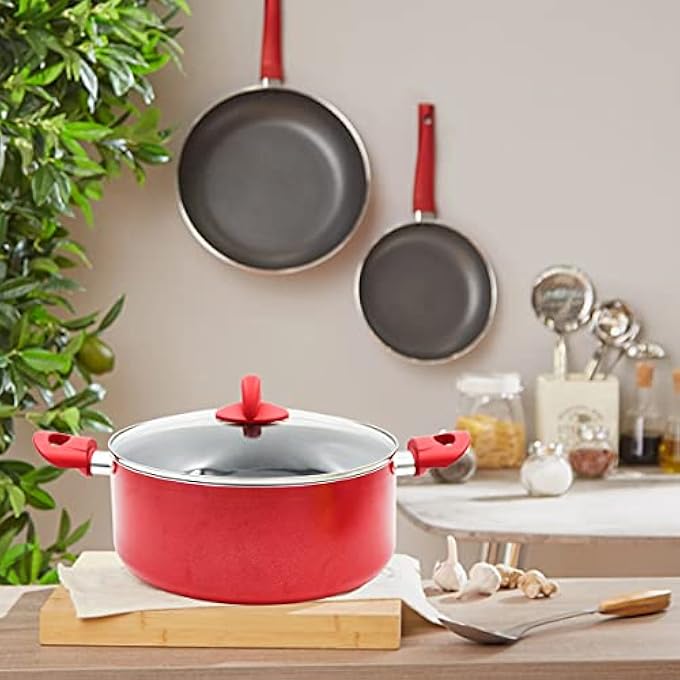 XPO NonStick Caserole With Glass Lid NonToxic Zero Ptfe Nickel Free Coating  Heat Resistant Rubber HandleLight Weight 28Cm - Image 2