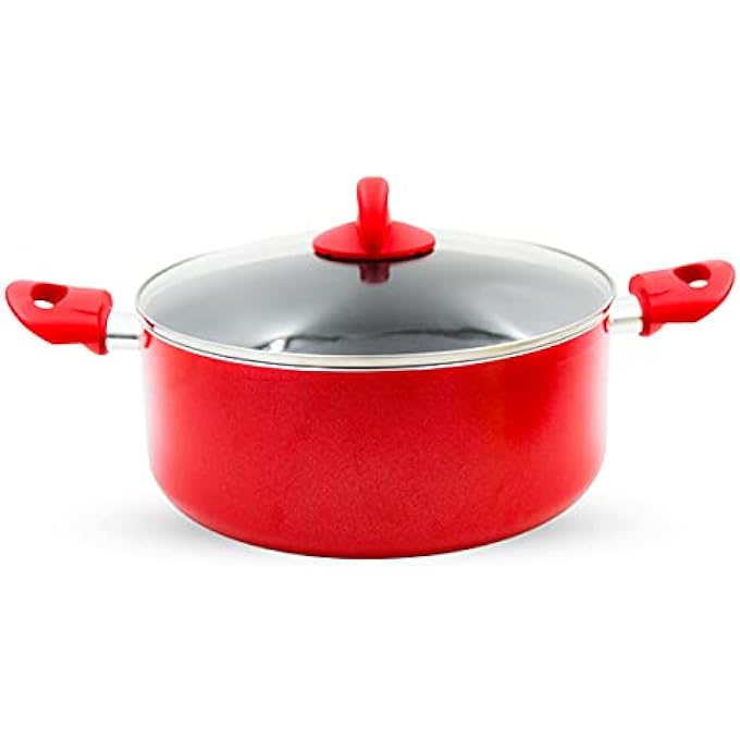 XPO NonStick Caserole With Glass Lid NonToxic Zero Ptfe Nickel Free Coating  Heat Resistant Rubber HandleLight Weight 28Cm - Image 1