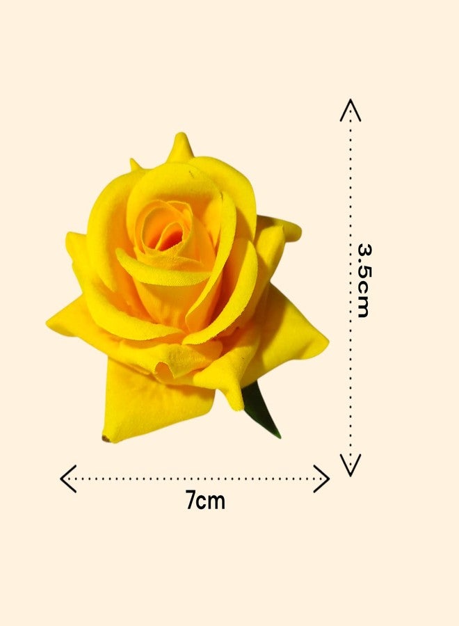 Artificial Rose Flower Hair Clip for Women, Bun and Hairstyle Accessory with Alligator Clip (Pack of 2 Yellow) - Image 4