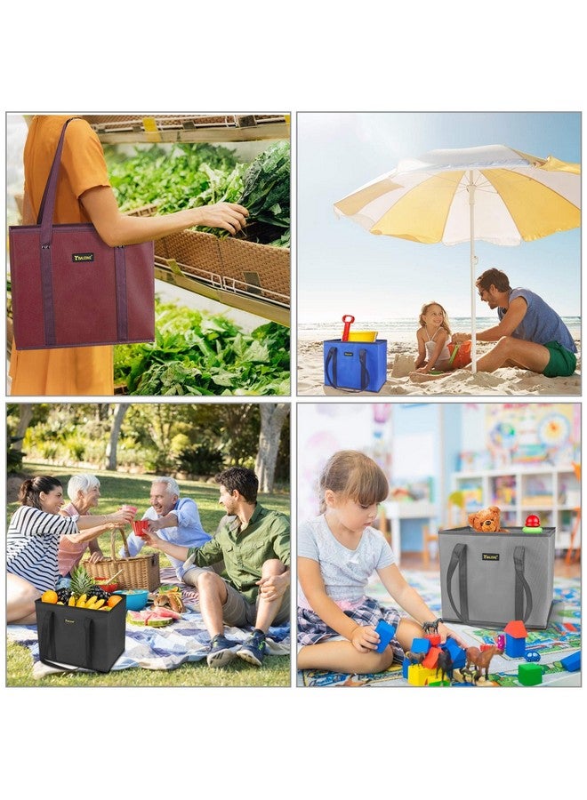 Baleine BALEINE 3Pk Reusable Grocery Bags, Foldable Shopping Bags for Groceries with Reinforced Bottom & Handles (Black)  - Image 3