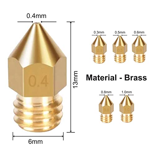 TESSERACT 1.0mm Extruder Nozzle For 3D Printer | MK8 Brass Nozzle for 3D Printing | Made in India Compatible With Anet A8 Makerbot MK8 Creality CR-10 S4 S5 Ender 3 3Pro 5 (Quantity-5 Nozzle MK8 1.0mm) - Image 2