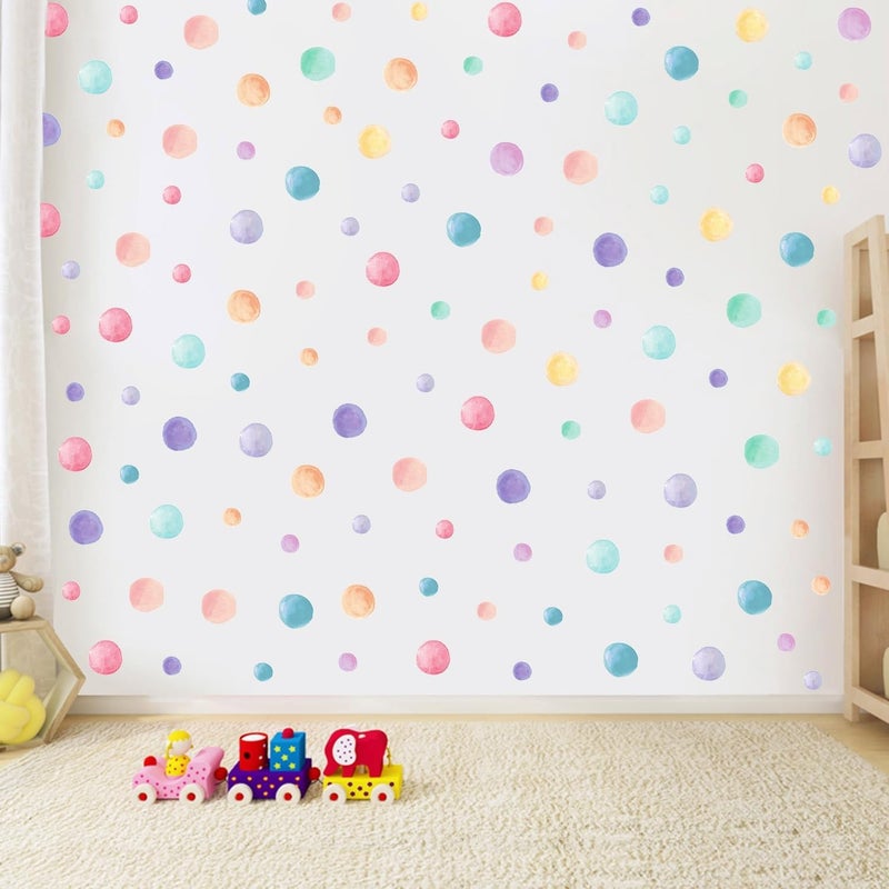 AOWDIAO 153 Pcs Watercolor Polka Dot Wall Decals Peel & Stick Vinyl Dots Stickers for Bedroom, Nursery, Playroom & Classroom Decor - Image 5