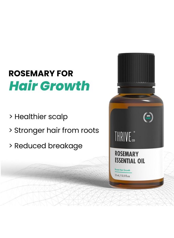THRIVECO - Rosemary Essential Oil For Hair Growth & Hair Fall Control | Reduces Hair Breakage & Improves Scalp Health | 100% Pure, Certified Organic & Natural | With Vitamin E | For Men & Women | 15Ml - Image 1