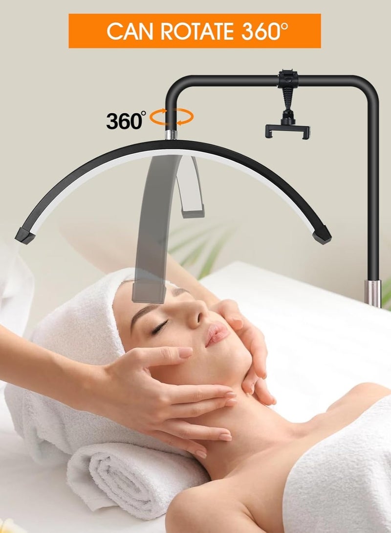 هالامين Sure! Here's the translation into Arabic:  **مصباح الأرضية بتقنية LED لرموش العين، مصباح نصف قمر دوار للرموش، مصباح للخبيرة التجميلية، مصباح وشم، سطوع قابل للتعديل و3 أوضاع للون، إضاءة دافئة إلى باردة، باللون الأسود** - Image 3