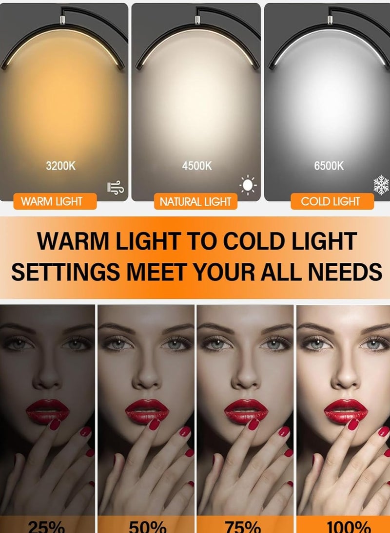 هالامين Sure! Here's the translation into Arabic:  **مصباح الأرضية بتقنية LED لرموش العين، مصباح نصف قمر دوار للرموش، مصباح للخبيرة التجميلية، مصباح وشم، سطوع قابل للتعديل و3 أوضاع للون، إضاءة دافئة إلى باردة، باللون الأسود** - Image 4