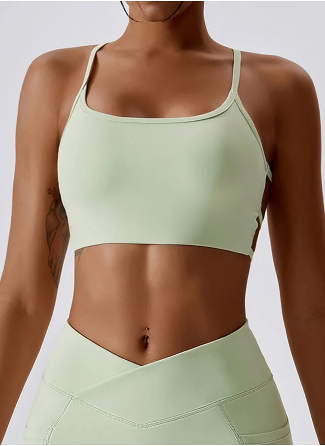KAWN.YOGA KAWN YOGA Womens Cross Striped Back Sports Bra - Padded Low Impact Workout Yoga Bra with Removable Built in Bra