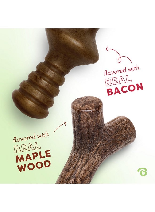 Benebone 2-Pack Maplestick/Zaggler Durable Dog Chew Toys, Real Maplewood, Real Bacon, Made in USA Medium - Image 1