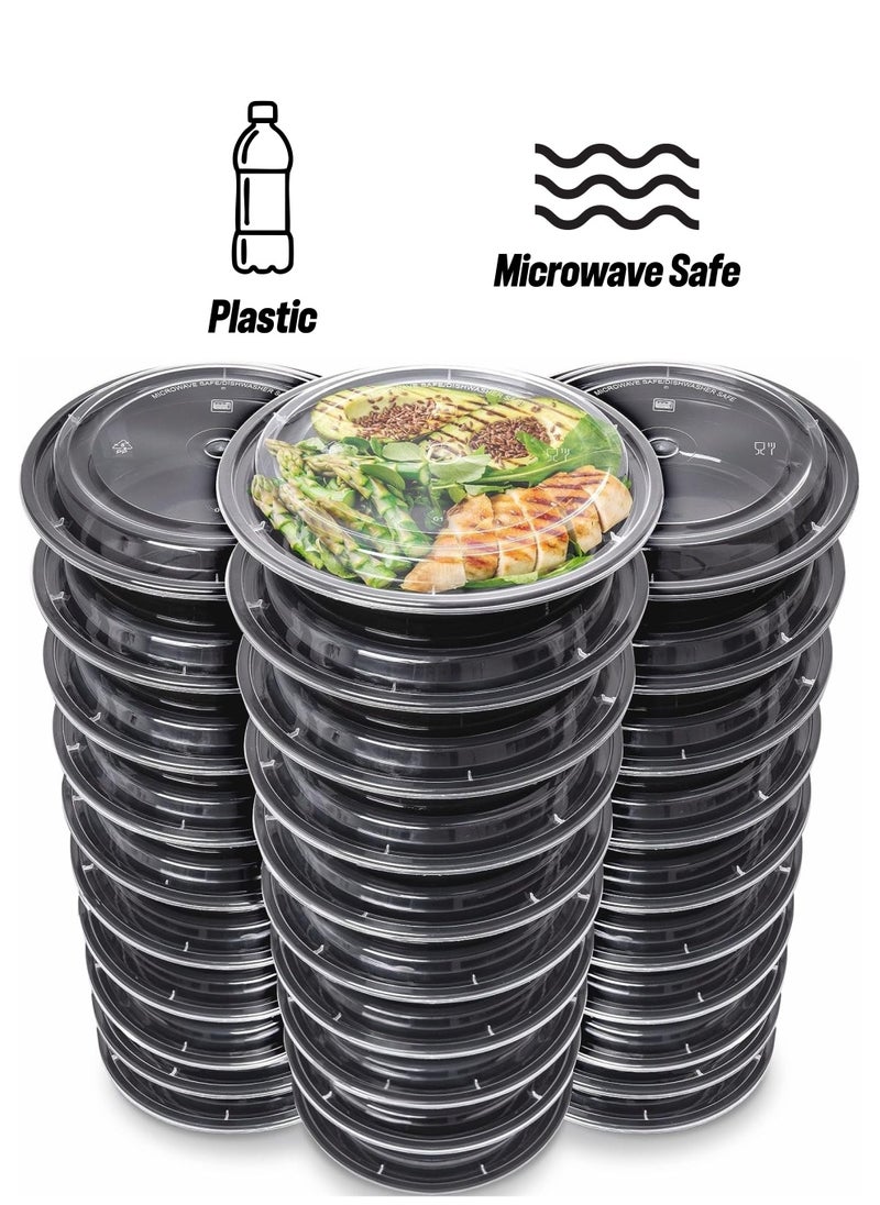 Generic - Round plastic plates for storing food, 30 plates, washable, heated in the microwave, and stored in the refrigerator. - Image 1