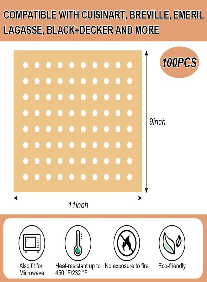 BYKITCHEN Air Fryer Oven Liner, 9x11 Inch, Unbleached Rectangle Air Fryer Parchment Paper, Compatible with Cuisinart, Breville, Emeril Lagasse and More, Airfryer Toaster Oven Accessories(Set of 100) - Image 2