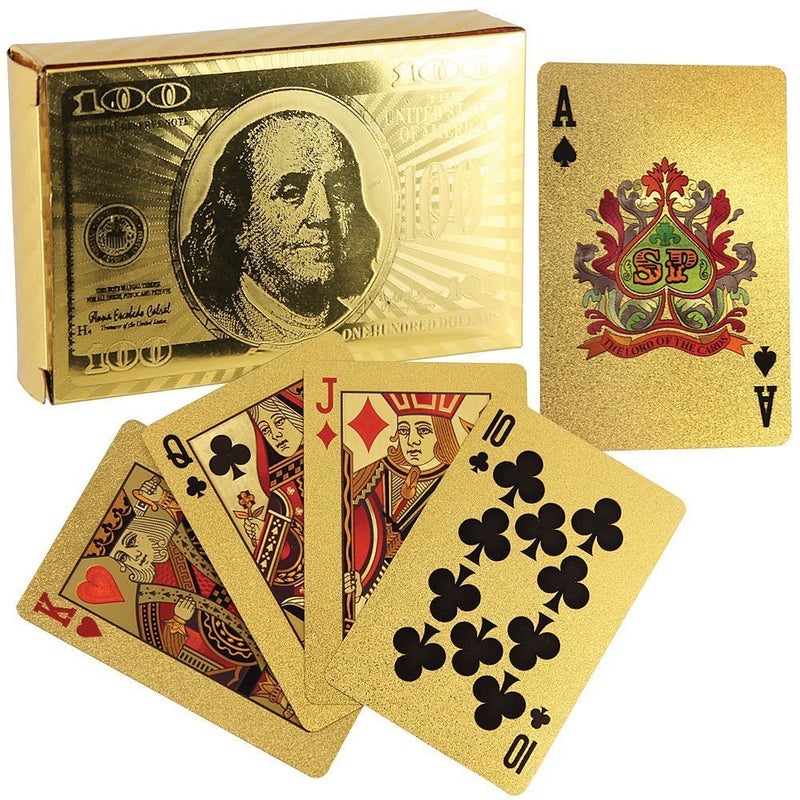 Science Purchase Generic Durable Waterproof Deck of 24K Gold Foil Playing Cards - Image 2
