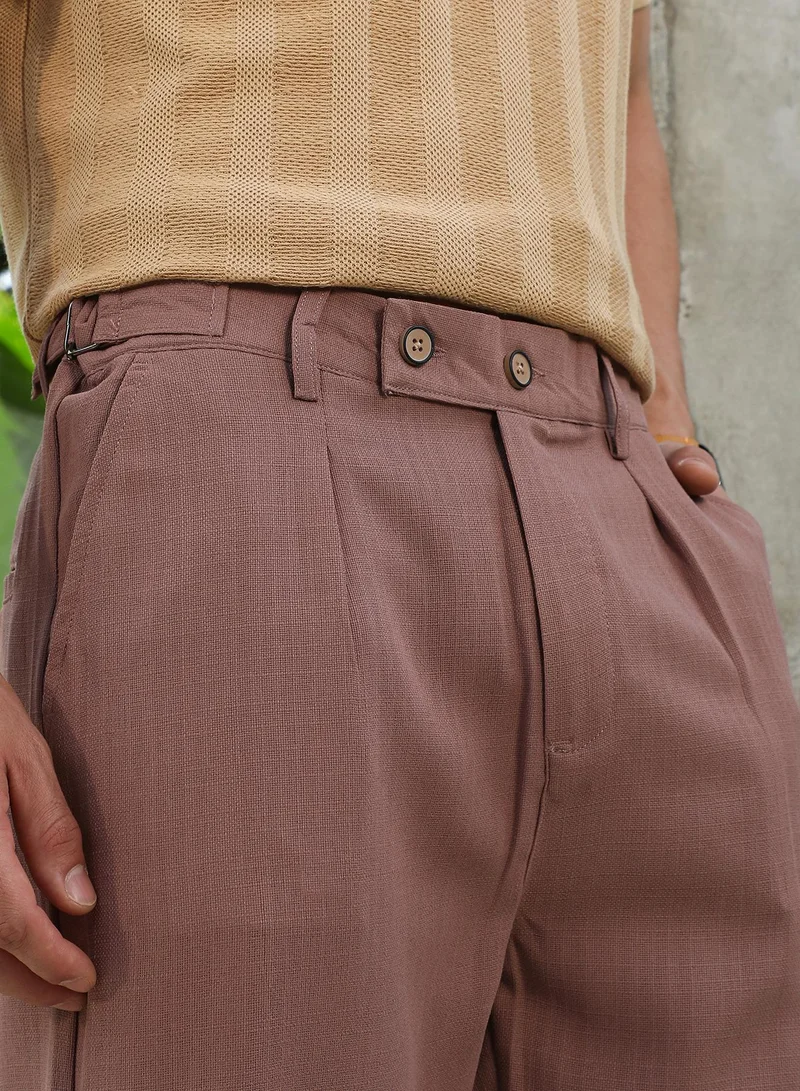 CAHOOT  Lightweight - Mousse Brown Linen-Blend Cigarette Trousers for Men | Best Price UAE