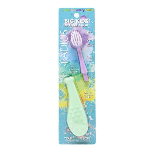 Radius Big Kidz Forever Brush with Replaceable Head Toothbrush for Children 6 Years and Up BPA Free ADA Accepted for Growing Teeth and Gums Right and Left Handed Extra Soft - Image 2