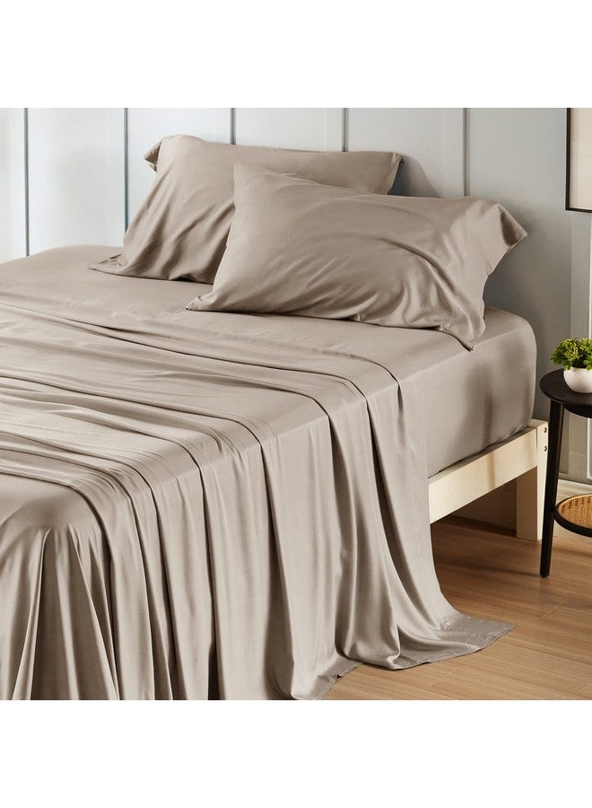 Bedsure Bedsure California King Sheet Sets, Cooling Sheets, Rayon Derived from Bamboo, Deep Pocket Up to 16", Breathable & Soft Bed Sheets, Hotel Luxury Silky Bedding Sheets & Pillowcases, Simply Taupe  - Image 1