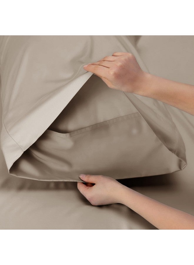 Bedsure Bedsure California King Sheet Sets, Cooling Sheets, Rayon Derived from Bamboo, Deep Pocket Up to 16", Breathable & Soft Bed Sheets, Hotel Luxury Silky Bedding Sheets & Pillowcases, Simply Taupe  - Image 5