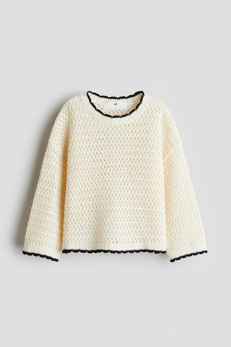 اتش اند ام كنزة قطنية محبوكة بنمط ثقوب