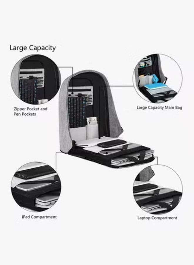 ACLIX Anti Theft Backpack With USB Charging Port Black - Image 2