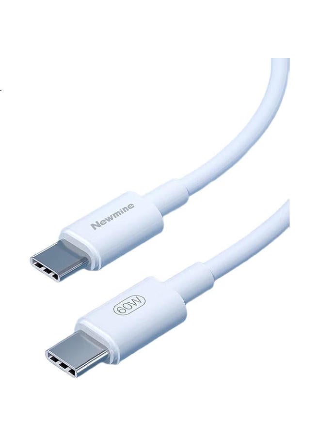 Newmine Type-C To Type-C Pd60W Fast Charging Cable For Car Iphone15/Ipad Pro Apple 2M White - Image 1