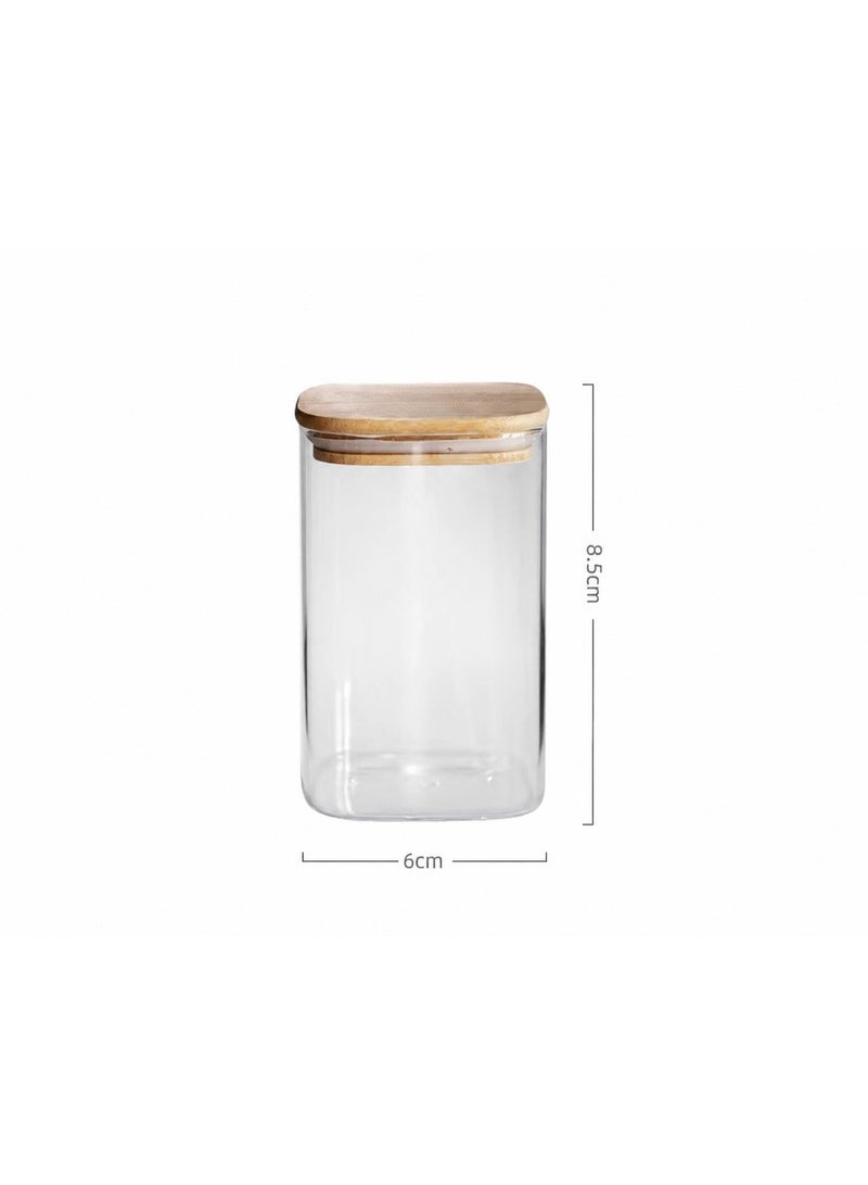 3-Piece Small Glass Spice & Storage Jars Set with Airtight Silicone Bamboo Lids for Coffee Tea Spices - 8.5x6 cm - Image 3
