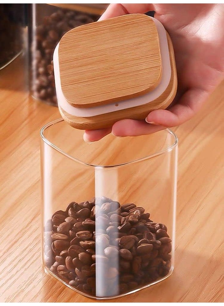 3-Piece Small Glass Spice & Storage Jars Set with Airtight Silicone Bamboo Lids for Coffee Tea Spices - 8.5x6 cm - Image 4