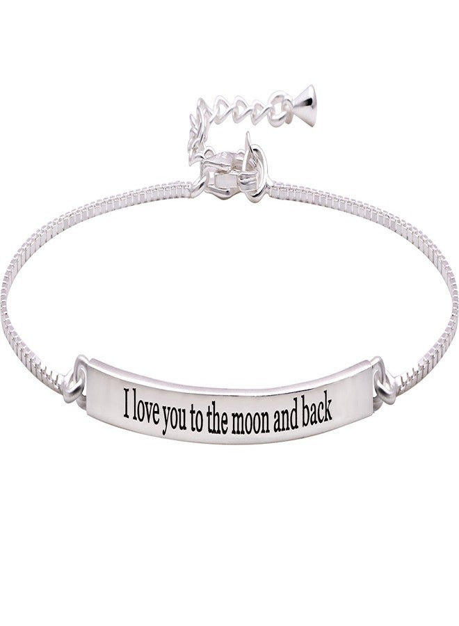 ALOV Jewelry Sterling Silver I love you to the moon and back Chain Bracelet - Image 1