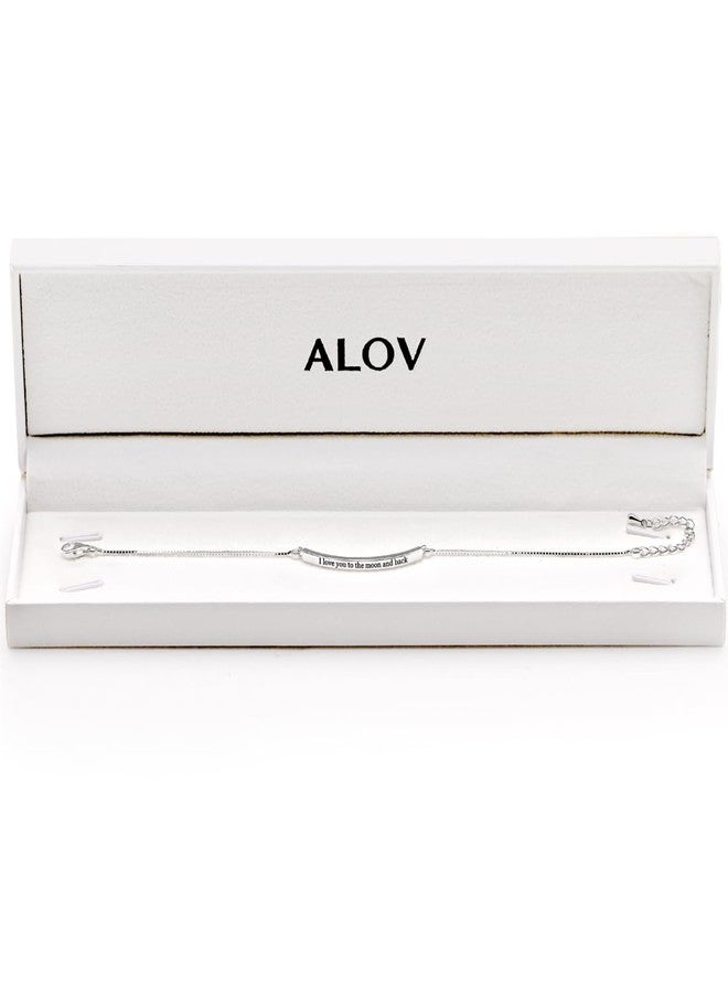 ALOV Jewelry Sterling Silver I love you to the moon and back Chain Bracelet - Image 4