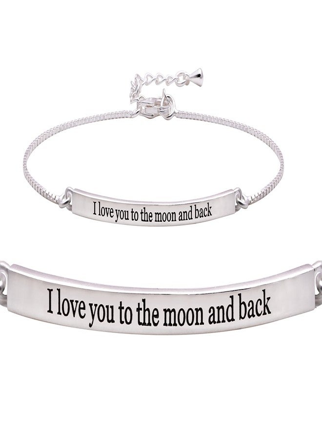 ALOV Jewelry Sterling Silver I love you to the moon and back Chain Bracelet - Image 2
