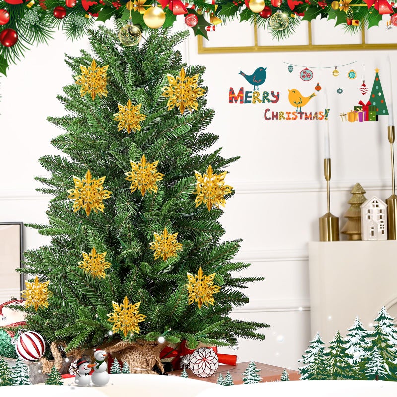 Crafare 3D Snowflake Decorations 18 Pack 3 Size Gold Color Paper Snowflake Hanging Garland with string for Christmas Tree Winter Holiday Party - Image 5