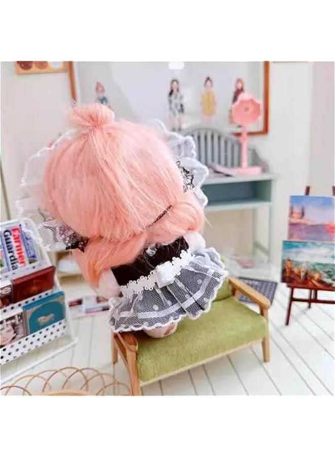 10cm Plush Doll Clothes Headdress Dresses Apron Black White Maid Outfit Dolls Dress Up Accessories  - Image 5