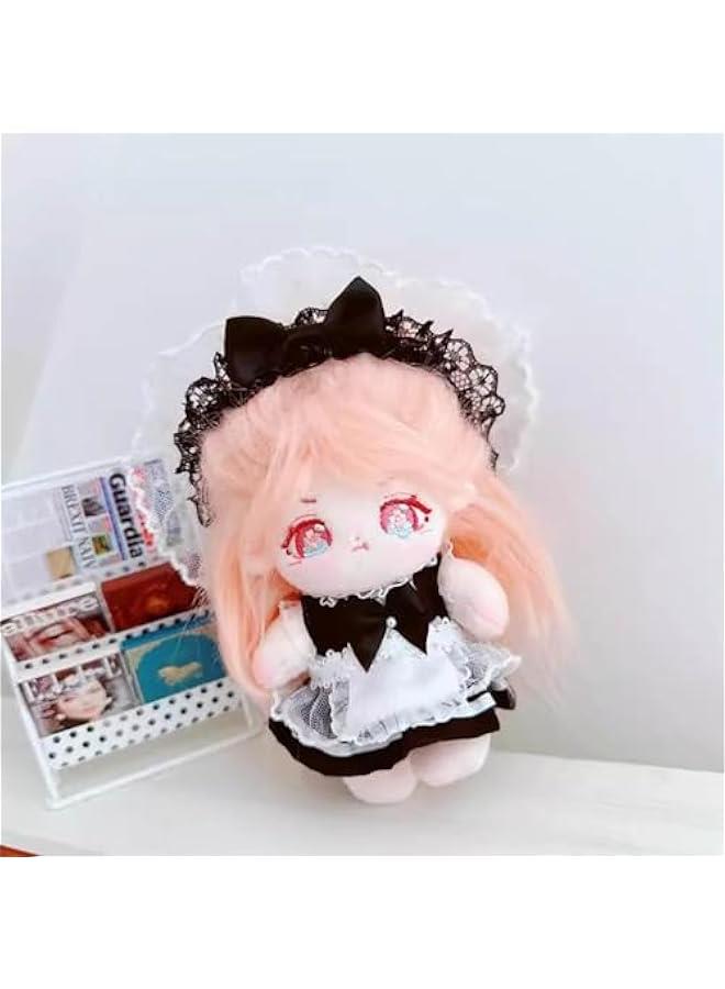 10cm Plush Doll Clothes Headdress Dresses Apron Black White Maid Outfit Dolls Dress Up Accessories  - Image 4
