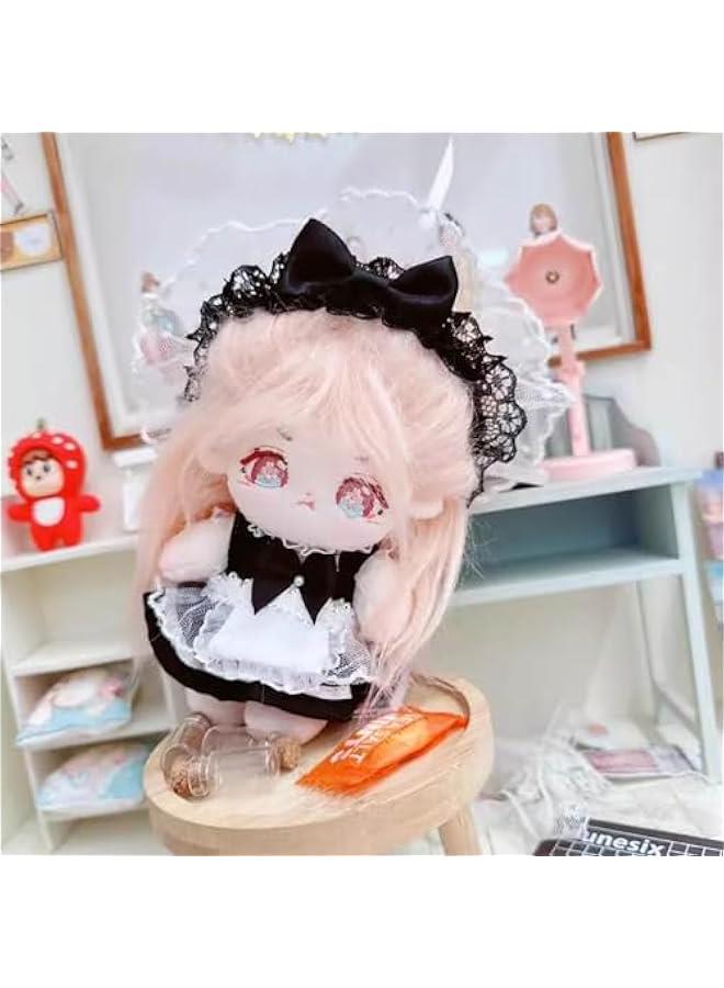 10cm Plush Doll Clothes Headdress Dresses Apron Black White Maid Outfit Dolls Dress Up Accessories  - Image 3