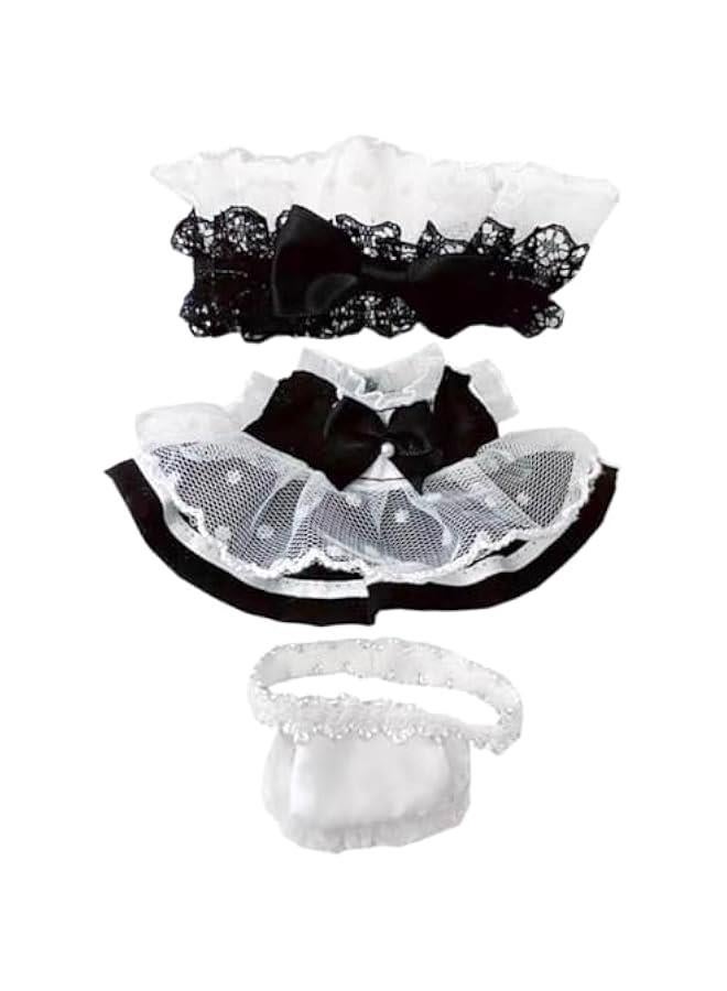 10cm Plush Doll Clothes Headdress Dresses Apron Black White Maid Outfit Dolls Dress Up Accessories  - Image 1