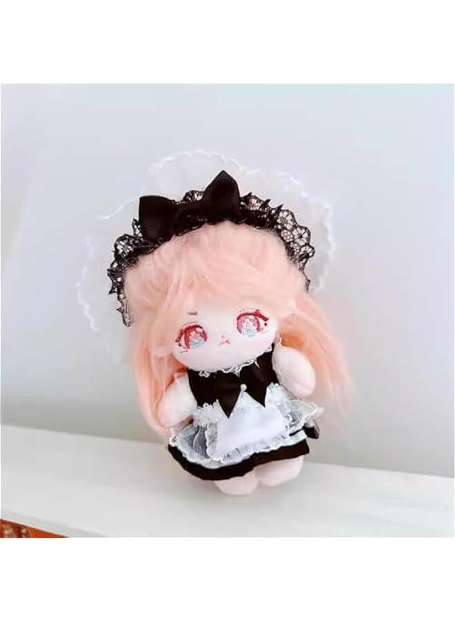 10cm Plush Doll Clothes Headdress Dresses Apron Black White Maid Outfit Dolls Dress Up Accessories  - Image 2