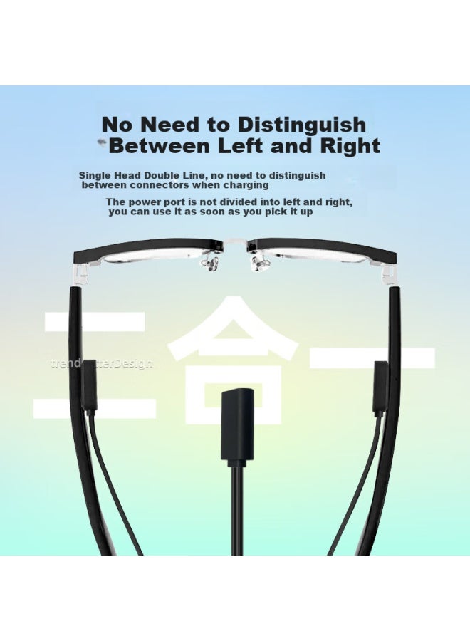 Trendy Style Fashionable Style Universal Eyeglasses Charging Cable Charger Ss0201Gl Miniso Bluetooth Earphone Glasses Yj006/Mz02 Two-In-One Magnetic Charging Cord Accessory - Image 3