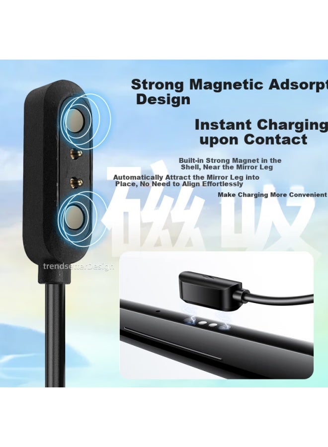 Trendy Style Fashionable Style Universal Eyeglasses Charging Cable Charger Ss0201Gl Miniso Bluetooth Earphone Glasses Yj006/Mz02 Two-In-One Magnetic Charging Cord Accessory - Image 2