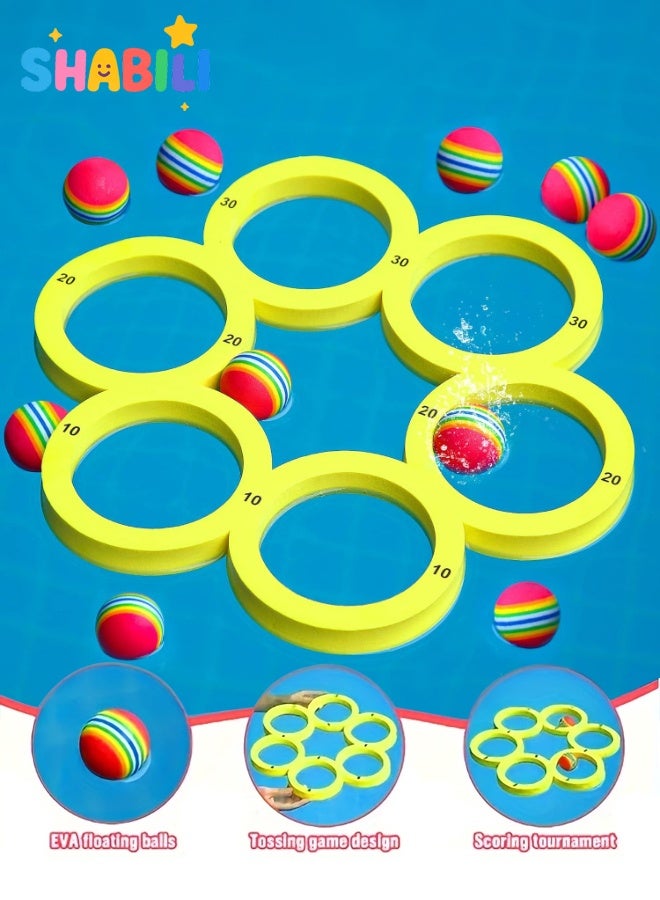 SHABILI Floating Toss Game EVA Pool Toy Set with 10 Colorful Balls for Kids, Boys, Girls & Adults – Lightweight Scoring Rings for Summer Pool Games, Water Sports & Backyard Birthday Fun - Image 1
