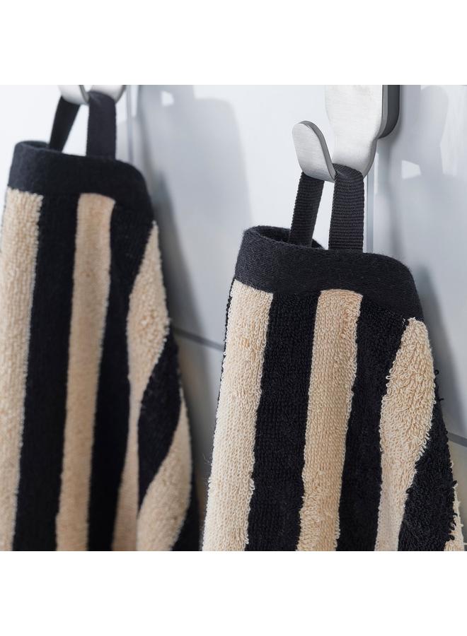erorex Bath towel, black/light beige striped, 70x140 cm - Image 4