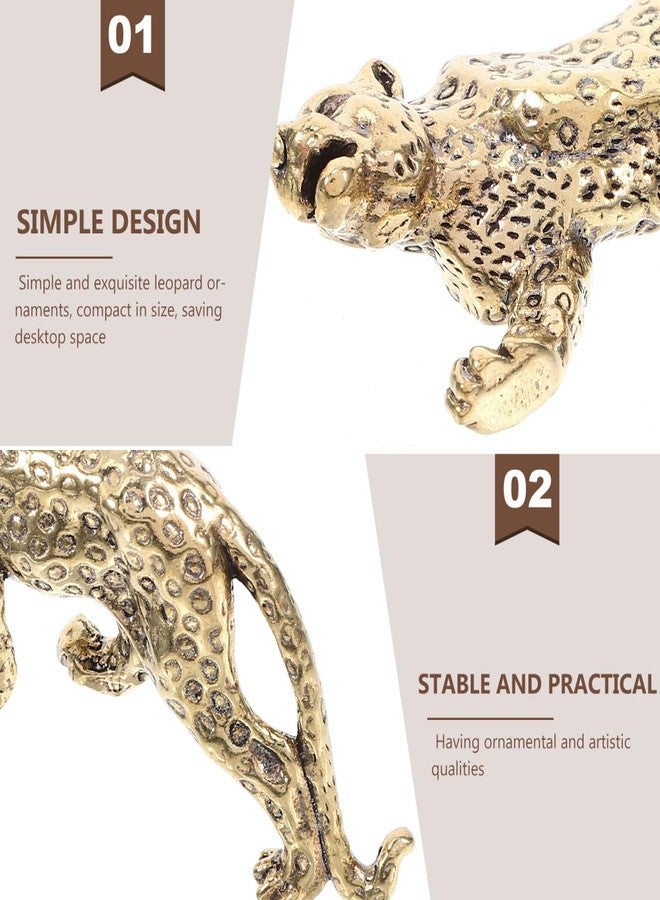 VOSAREA Brass Statue Retro Leopard Statue Desktop Leopard Figurine Desktop Table Top Ornament Decoration - Image 4