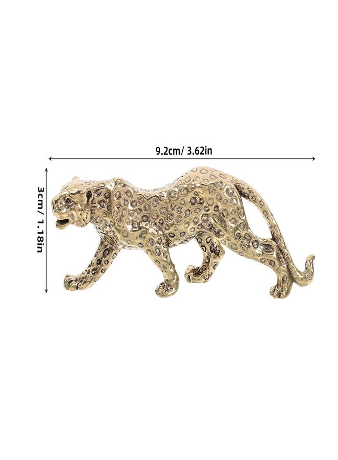 VOSAREA Brass Statue Retro Leopard Statue Desktop Leopard Figurine Desktop Table Top Ornament Decoration - Image 2
