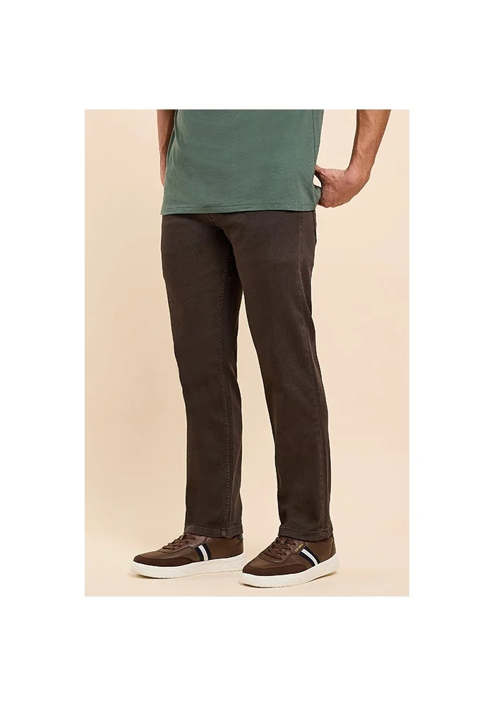 R&b  Solid Straight Fit Jeans with Button Closure for Men | Best Price UAE