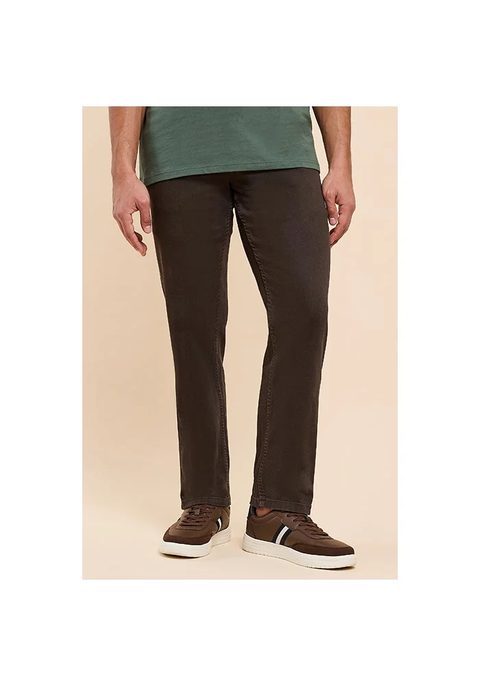 Solid Straight Fit Jeans with Button Closure