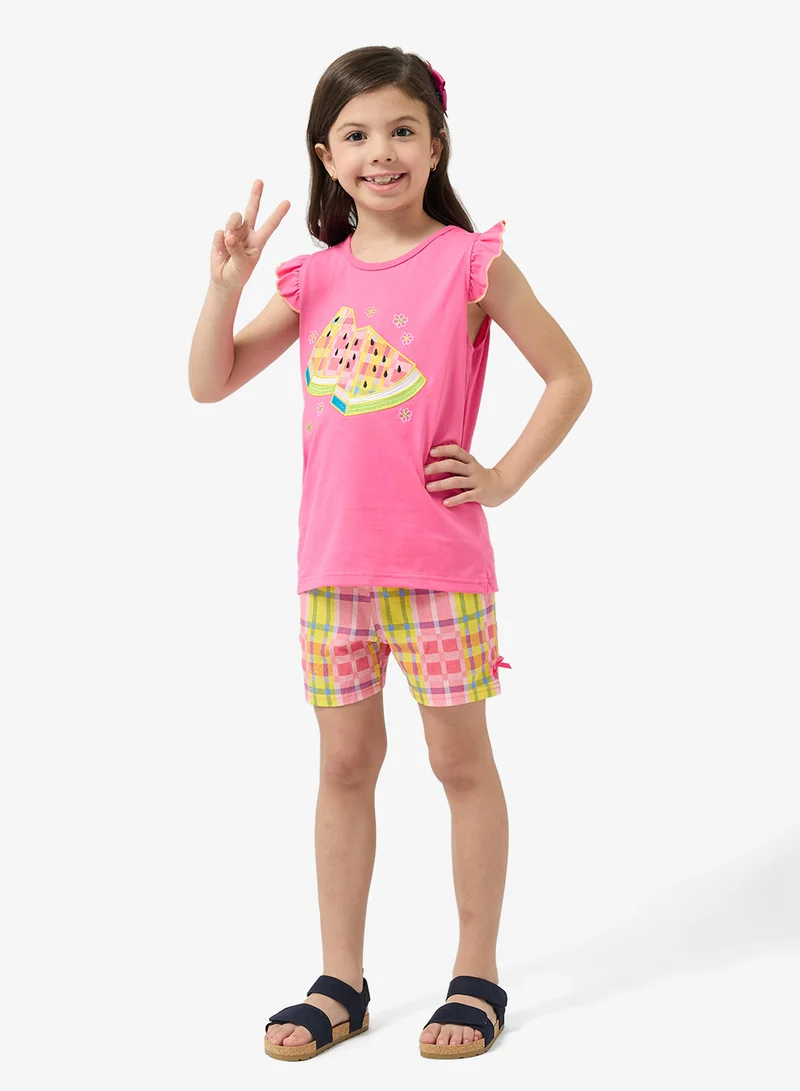Pinata  Fruit Print Top and Gingham Shorts Set for Women | Best Price UAE