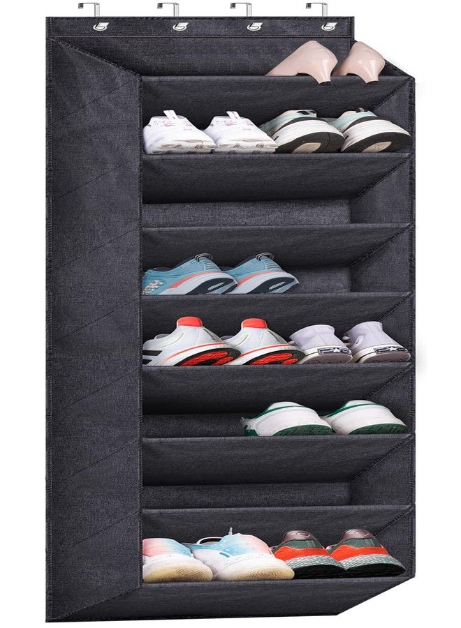 SLEEPING LAMB Over The Door Shoe Organizer for Closet with Large Deep Pockets, Narrow Shoe Rack for Door Hanging Boots Storage, Black - Image 1