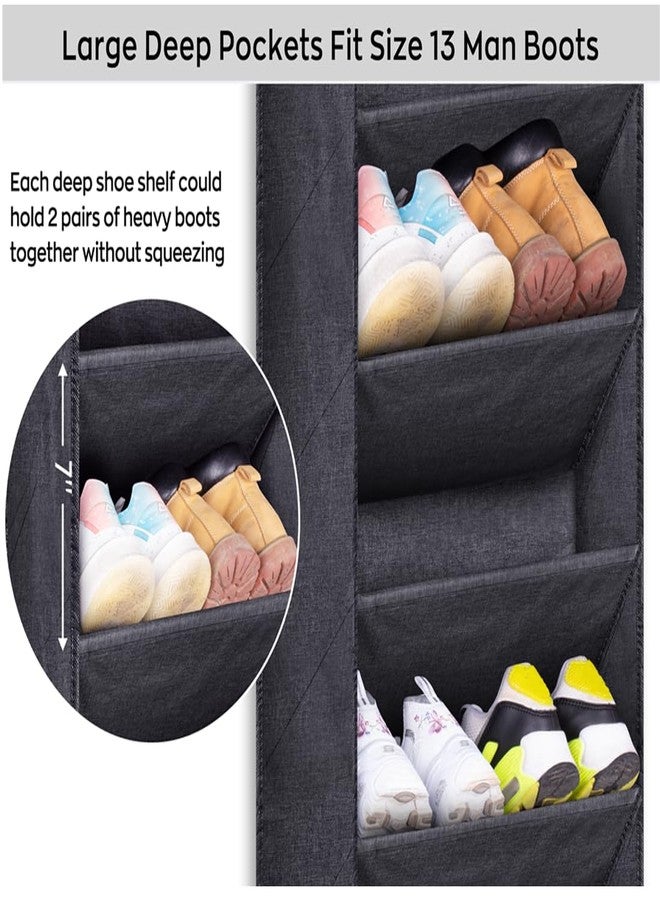 SLEEPING LAMB Over The Door Shoe Organizer for Closet with Large Deep Pockets, Narrow Shoe Rack for Door Hanging Boots Storage, Black - Image 4