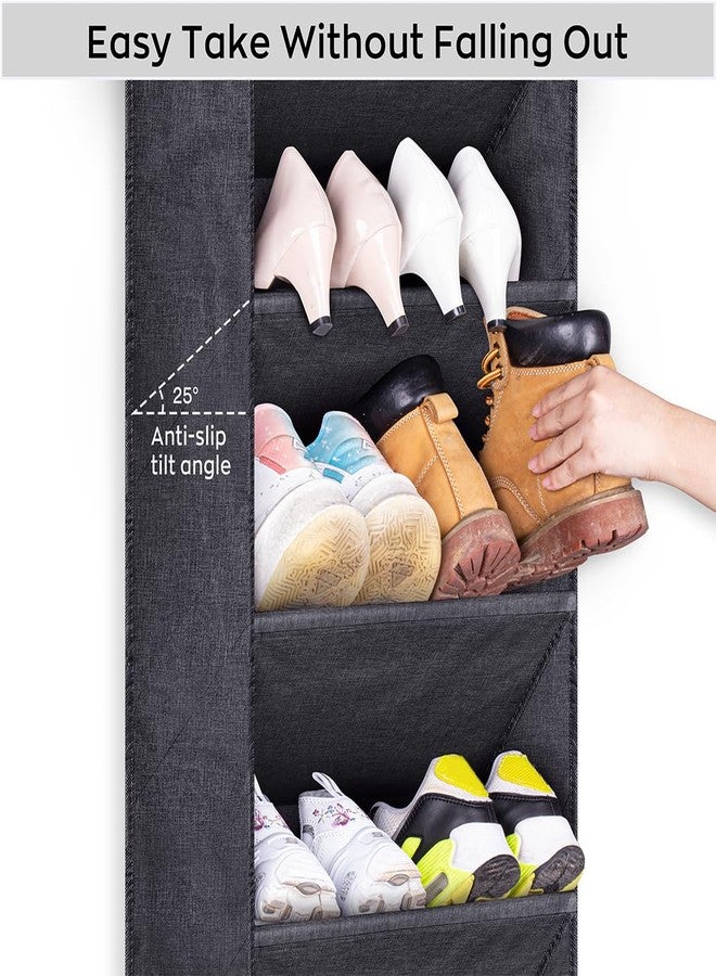 SLEEPING LAMB Over The Door Shoe Organizer for Closet with Large Deep Pockets, Narrow Shoe Rack for Door Hanging Boots Storage, Black - Image 5