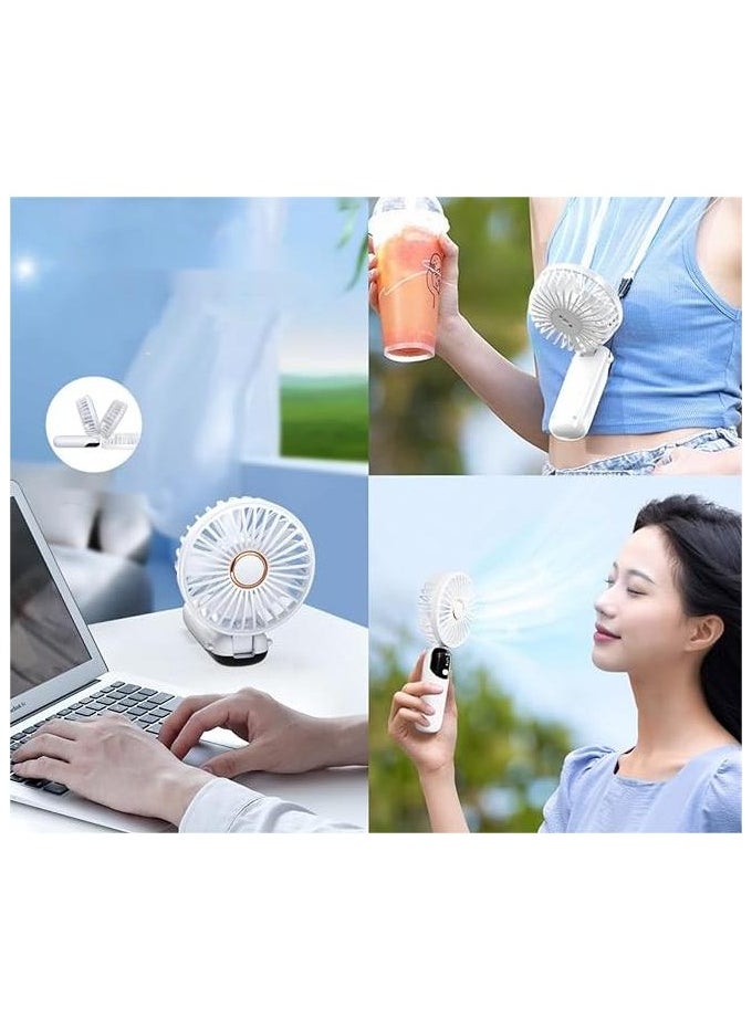Generic Newest Handheld Fan, Portable Fan, Silent, Powerful Cooling, Lightweight, Neck / Handheld Tabletop, Type-C Rapid Charging, Foldable, 5 Levels of Air Flow Adjustment, LED Digital Display  - Image 3