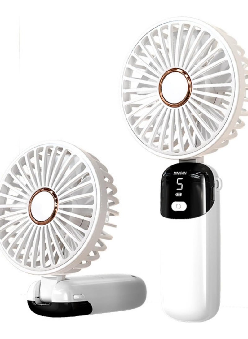 Generic Newest Handheld Fan, Portable Fan, Silent, Powerful Cooling, Lightweight, Neck / Handheld Tabletop, Type-C Rapid Charging, Foldable, 5 Levels of Air Flow Adjustment, LED Digital Display  - Image 1