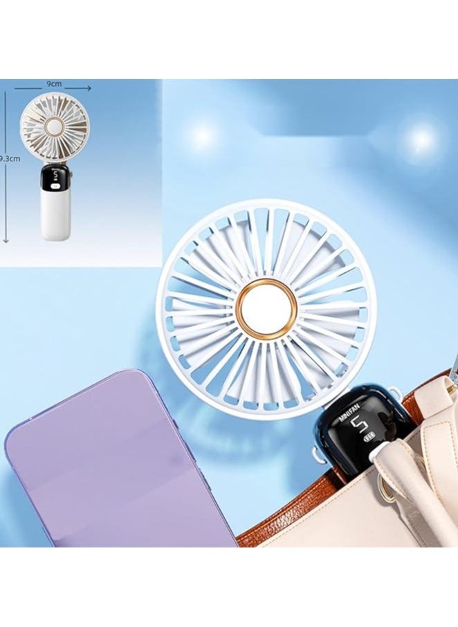 Generic Newest Handheld Fan, Portable Fan, Silent, Powerful Cooling, Lightweight, Neck / Handheld Tabletop, Type-C Rapid Charging, Foldable, 5 Levels of Air Flow Adjustment, LED Digital Display  - Image 2