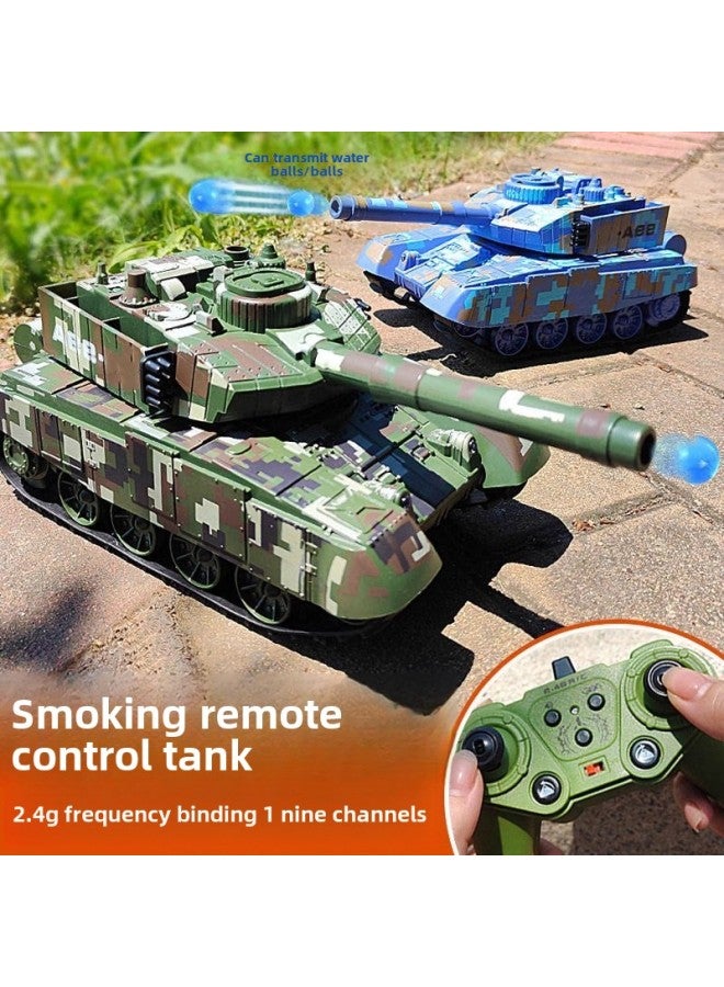 Tracked Remote Control Tank Cannon Launcher Simulation Children Boys Battle Armored Spray Toy Car-Color: 9-way Remote Control Tank  + Light And Sound Effects - Image 3