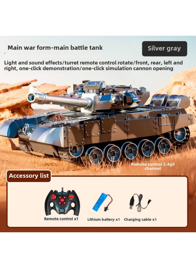 Tracked Remote Control Tank Cannon Launcher Simulation Children Boys Battle Armored Spray Toy Car-Color: 9-way Remote Control Tank  + Light And Sound Effects - Image 1